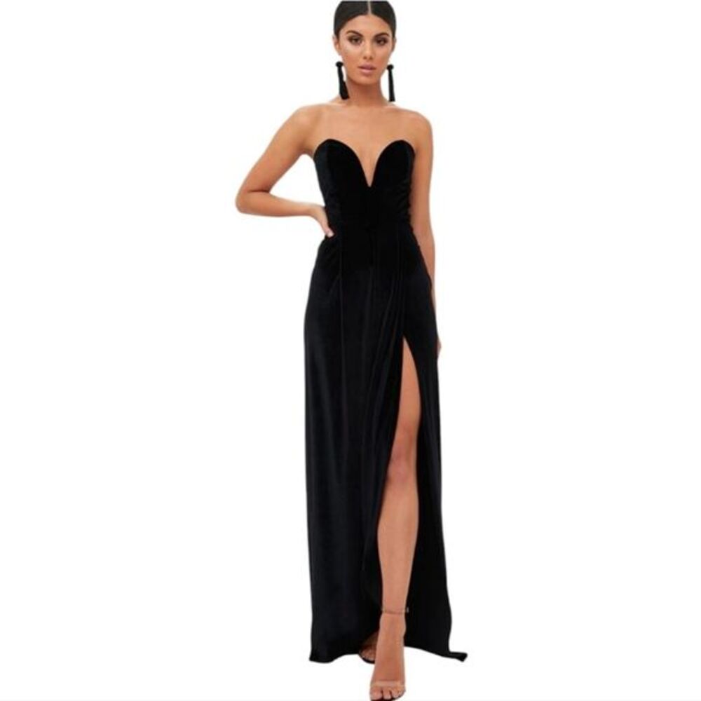 PrettyLittleThing Black Strapless Dress